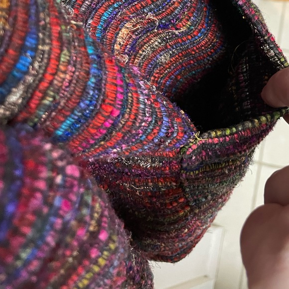 CHICO’S Silk Muticolor Jacket • size 2 aka Large • zip up • striped woven design - Picture 4 of 14